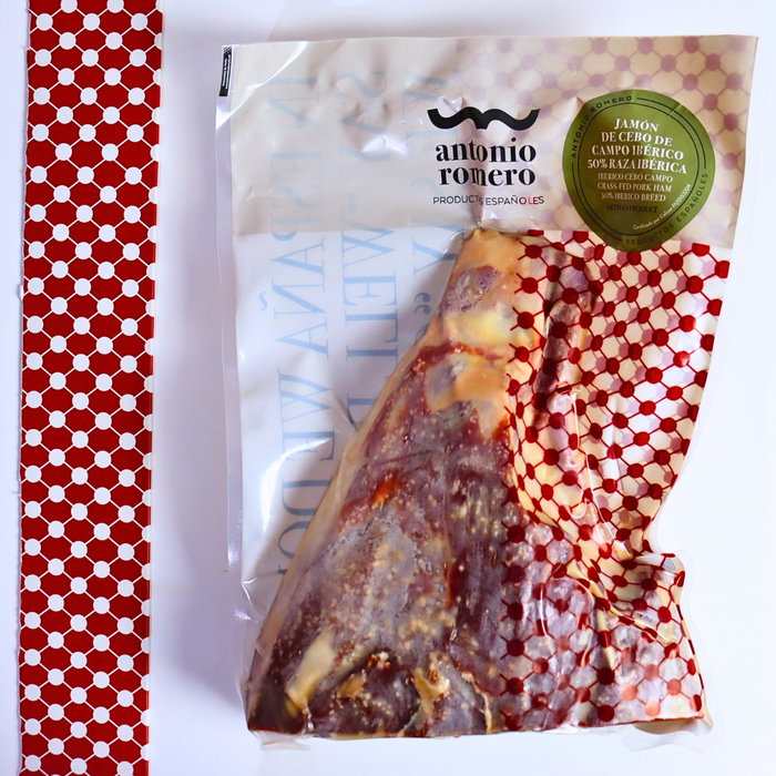 ANTONIO ROMERO "Jamón de Cebo de Campo Ibérico 50% raza Ibérica" Ibérico Grass-fed Pork Ham 50% Ibérico Breed (Boneless) - ARC IBERICO IMPORTS