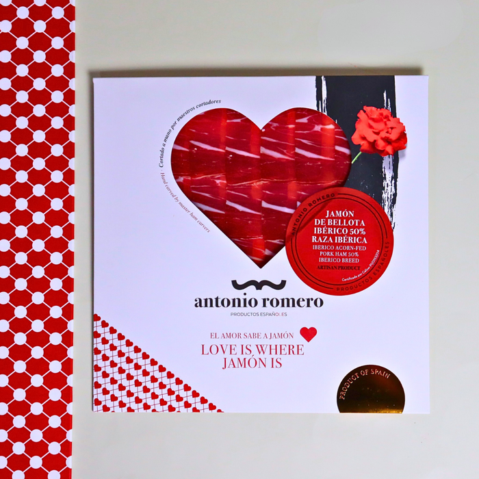 ANTONIO ROMERO Hand Carved  Ibérico Ham Bellota Acorn-fed Heart Shape 60g - ARC IBERICO IMPORTS