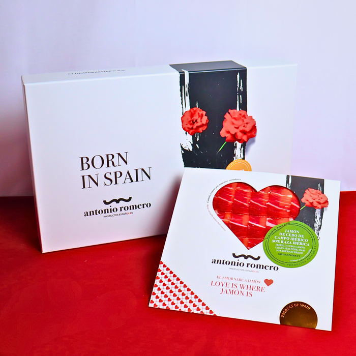 ANTONIO ROMERO Hand carved Ibérico Ham Cebo de Campo Grass-Fed Heart Shape 60g - ARC IBERICO IMPORTS