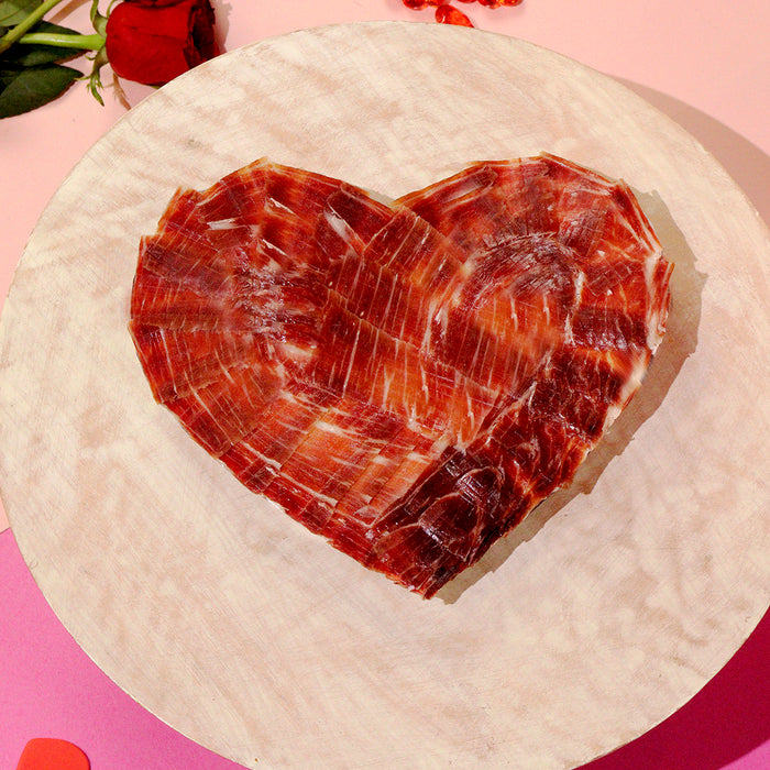 ANTONIO ROMERO Hand carved Ibérico Cebo de Campo Grass-Fed Pork Ham 50% Ibérico Breed Heart Shape 80g - ARC IBERICO IMPORTS