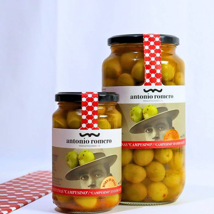 ANTONIO ROMERO "Campesino" Green Seasonal Olives 550g - ARC IBERICO IMPORTS