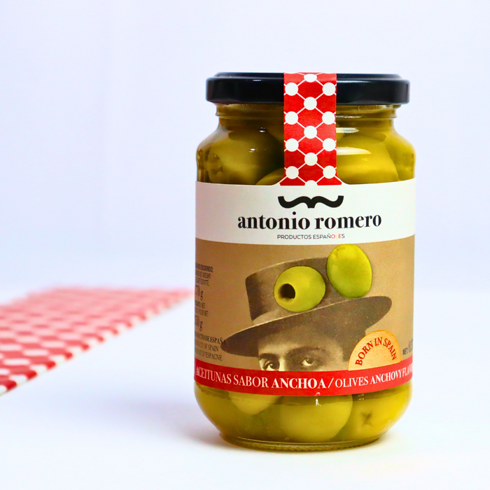 ANTONIO ROMERO Manzanilla Olives Anchovy Flavor 170g - ARC IBERICO IMPORTS