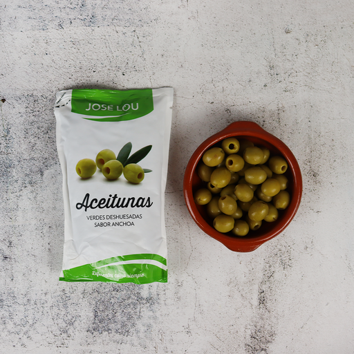 José Lou Pitted Manzanilla Olives Anchovy Flavour 460g - ARC IBERICO IMPORTS