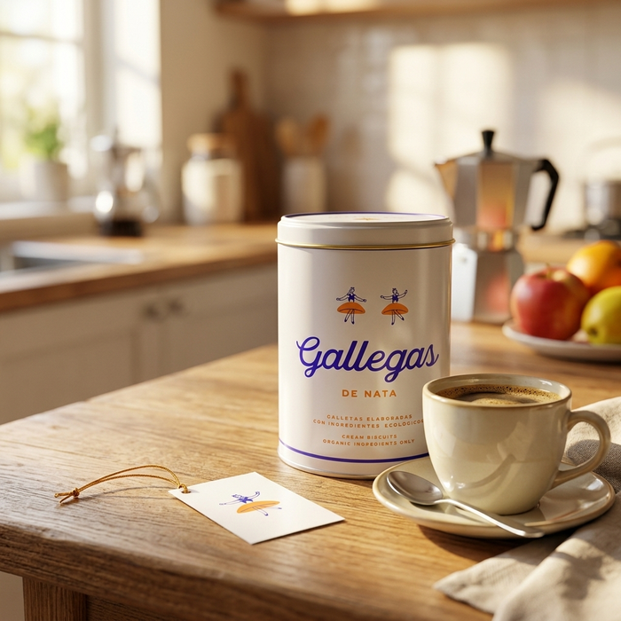 GALLEGAS DE NATA Organic Galician Cream Biscuits Tin 250 g
