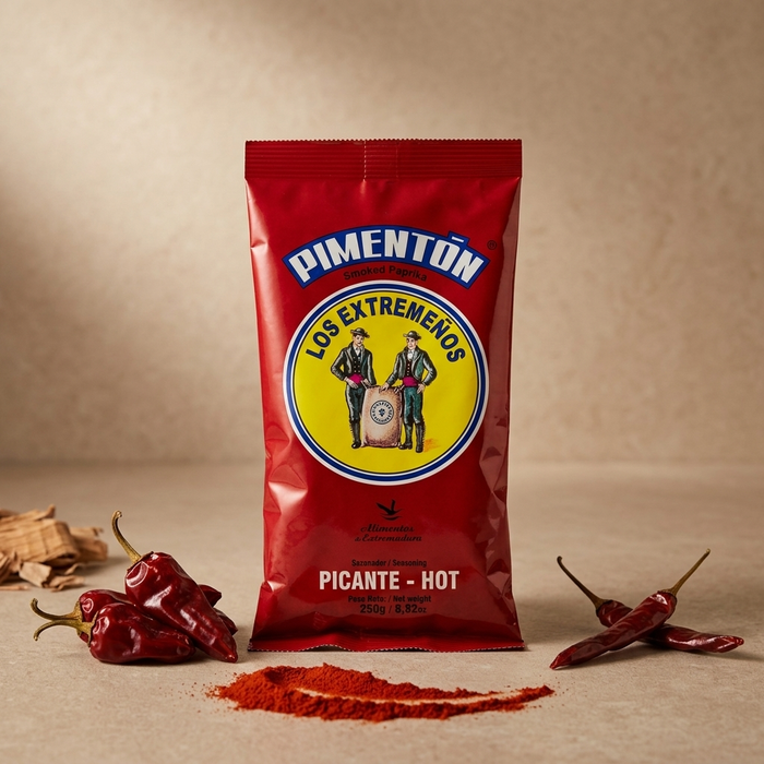 "Pimentón Picante" Los Extremeños Smoked Hot Paprika Seasoning 250g