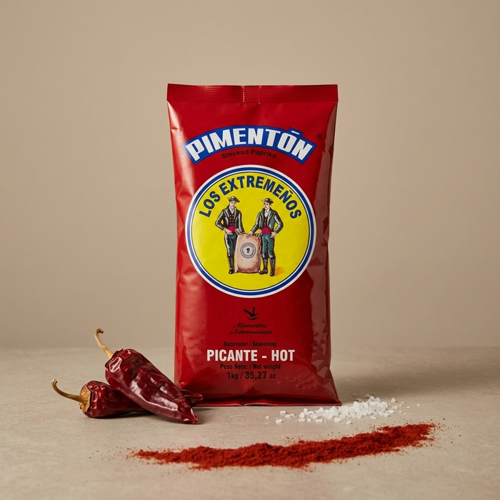 "Pimentón Picante" Los Extremeños Smoked Hot Paprika Seasoning 1kg