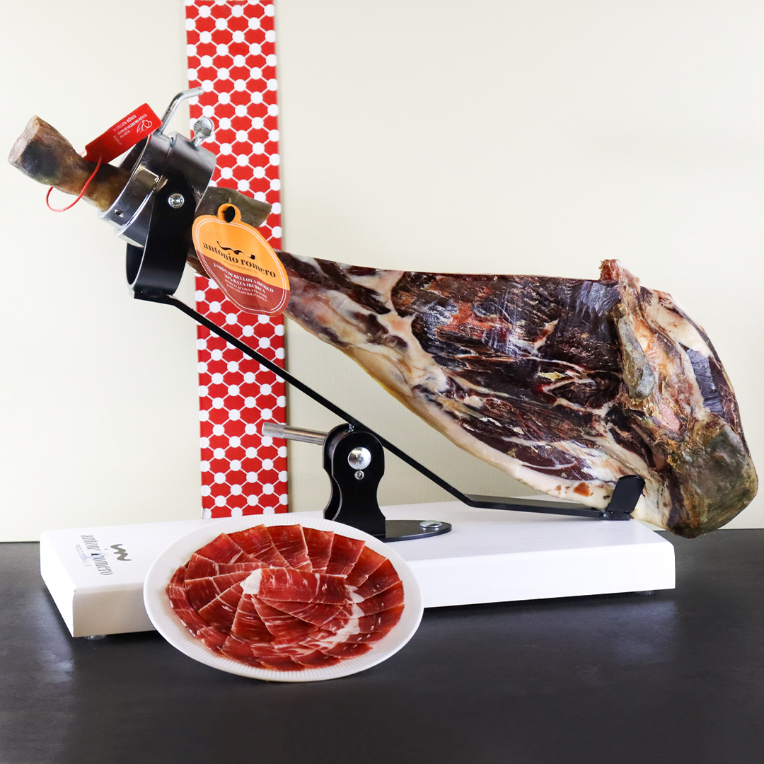 ANTONIO ROMERO "Jamón de Bellota Ibérico 50% Raza Ibérica" Ibérico Arcon-fed Pork Ham 50% Ibérico Breed Bone-in - ARC IBERICO IMPORTS