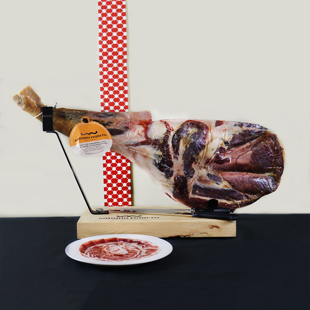 ANTONIO ROMERO Cebo Ibérico Ham (Shoulder) Semi Bone-in Carving Kit - ARC IBERICO IMPORTS