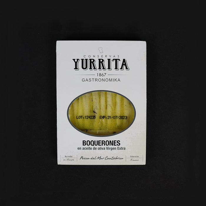 Yurrita "Boquerones" White Anchovies in Extra Virgin Olive Oil 100g tray - ARC IBERICO IMPORTS