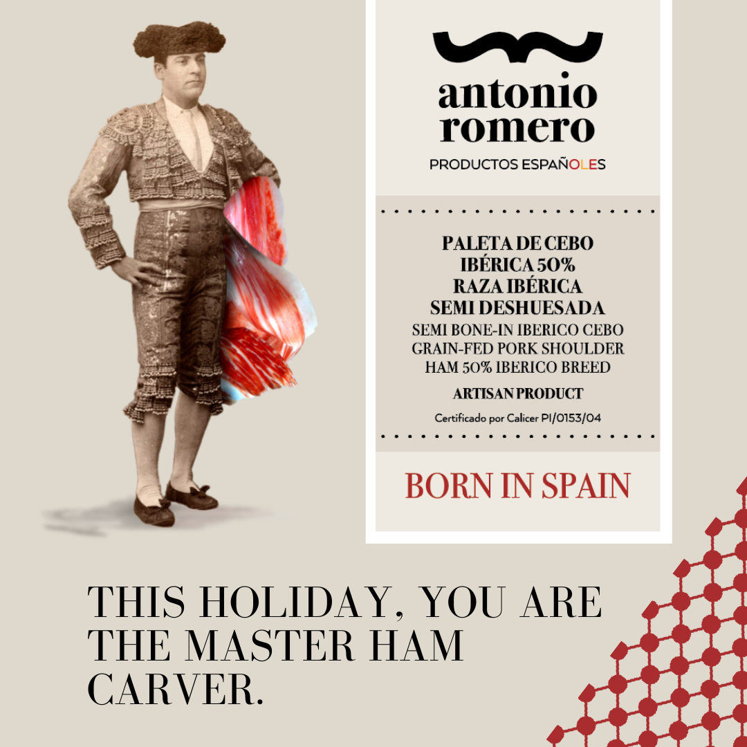 ANTONIO ROMERO Cebo Ibérico Ham (Shoulder) Semi Bone-in Carving Kit - ARC IBERICO IMPORTS